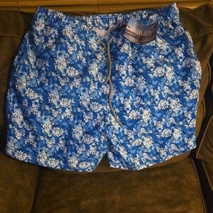 Blue Floral Swim Trunks